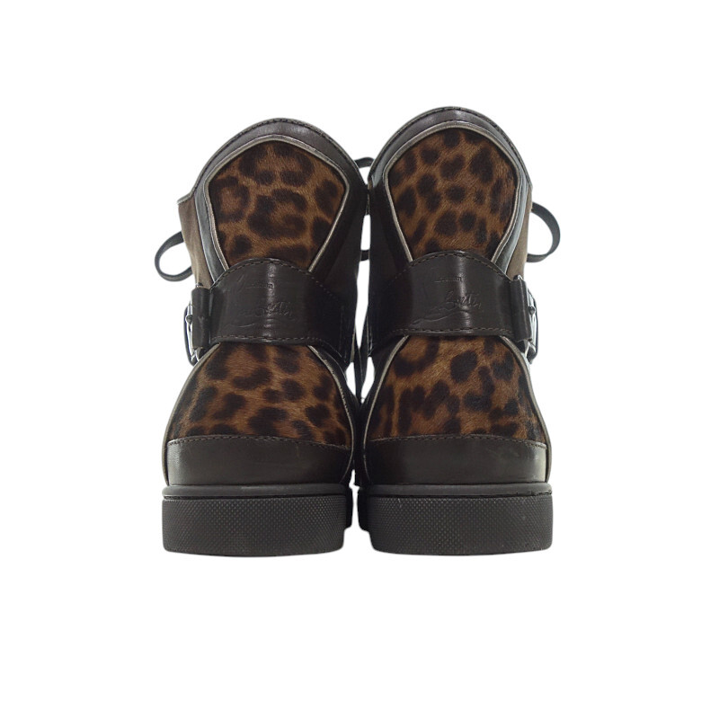 【特別価格】CHRISTIAN LOUBOUTIN ハラコ ハイカット レオパード スニーカー レオパード サイズ メンズ42