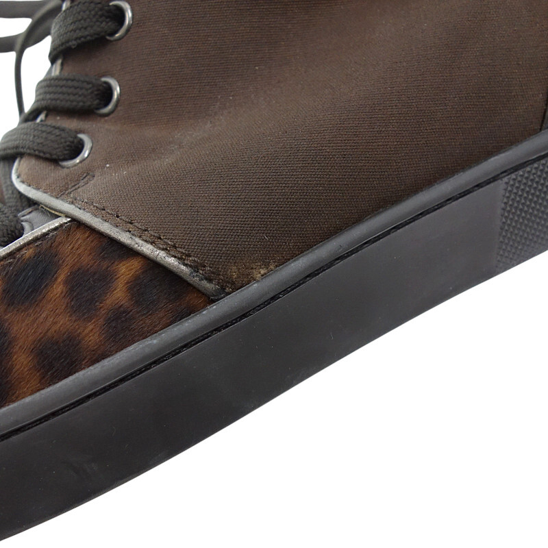 【特別価格】CHRISTIAN LOUBOUTIN ハラコ ハイカット レオパード スニーカー レオパード サイズ メンズ42
