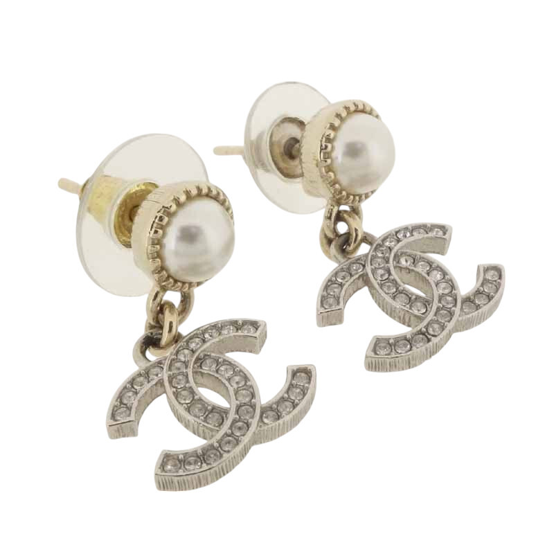 【特別価格】CHANEL B24K ココマーク ラインストーン パール ゴールド/シルバー ピアス シルバー/ゴールド サイズ ユニセックス表記なし