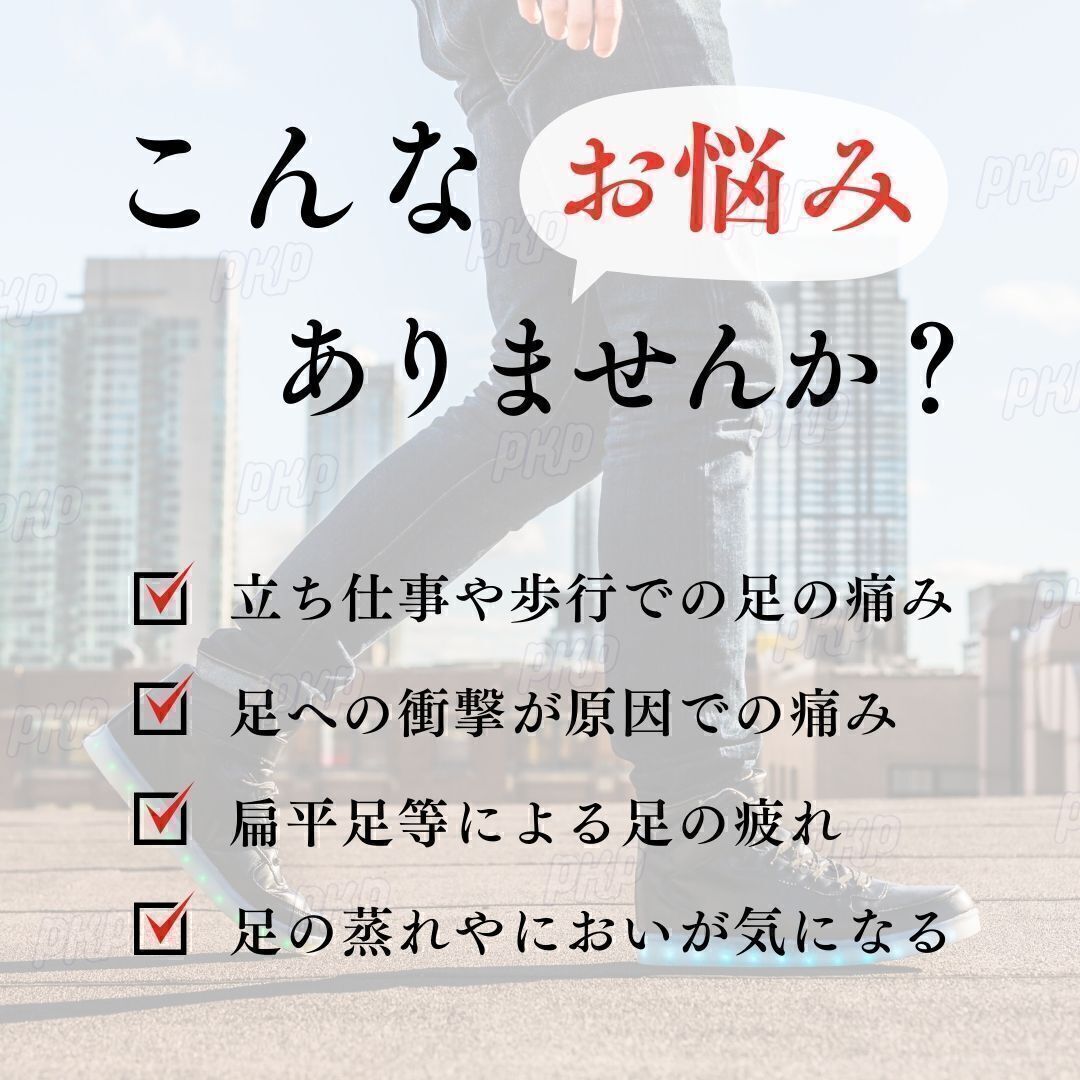 555-68A インソール アーチサポート 中敷き 衝撃吸収 扁平足 土踏まず 立ち仕事 運動 消臭 通気 クッション 男女兼用 調整可 27.5-28cm 2足
