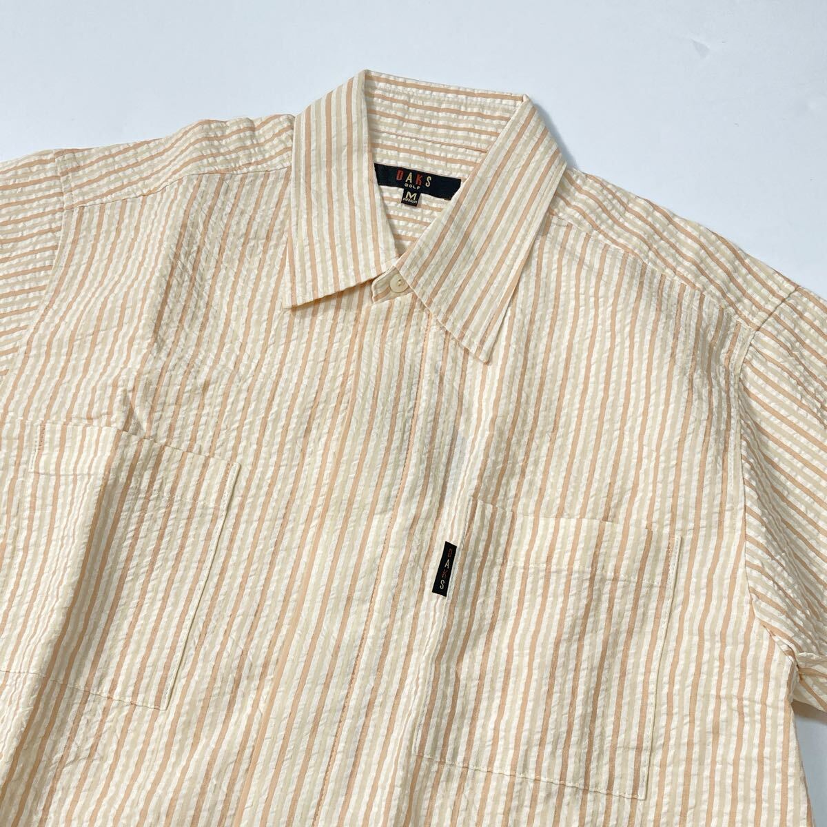 未使用タグ付き DAKS GOLF ダックス ジップアップ 半袖シャツ リネン混 M メンズ B52513-99_画像3