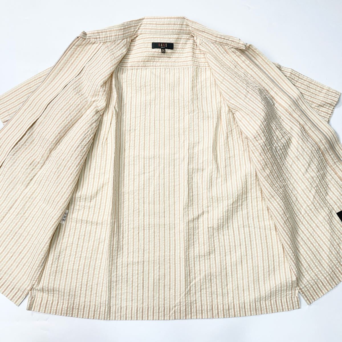 未使用タグ付き DAKS GOLF ダックス ジップアップ 半袖シャツ リネン混 M メンズ B52513-99_画像9