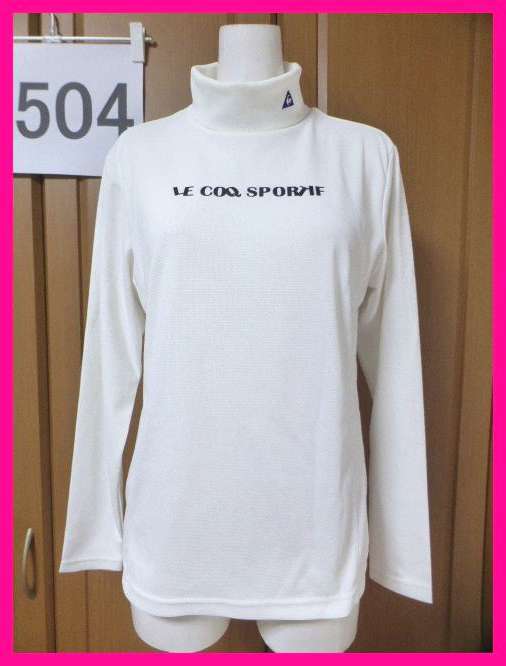 送料無料★ルコックゴルフ?長袖TシャツM　ホワイト　ハイネック/ロールカラー　le coq sportif GOLF COLLECTION　刺繍もプリントも狀態(tài)◎