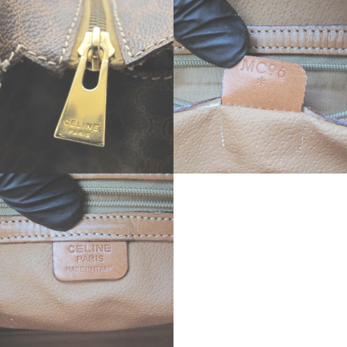 CELINE セリーヌ ハンドバッグ セリーヌ マカダム柄 ハンドバッグ PVCレザー ブラウン レディース