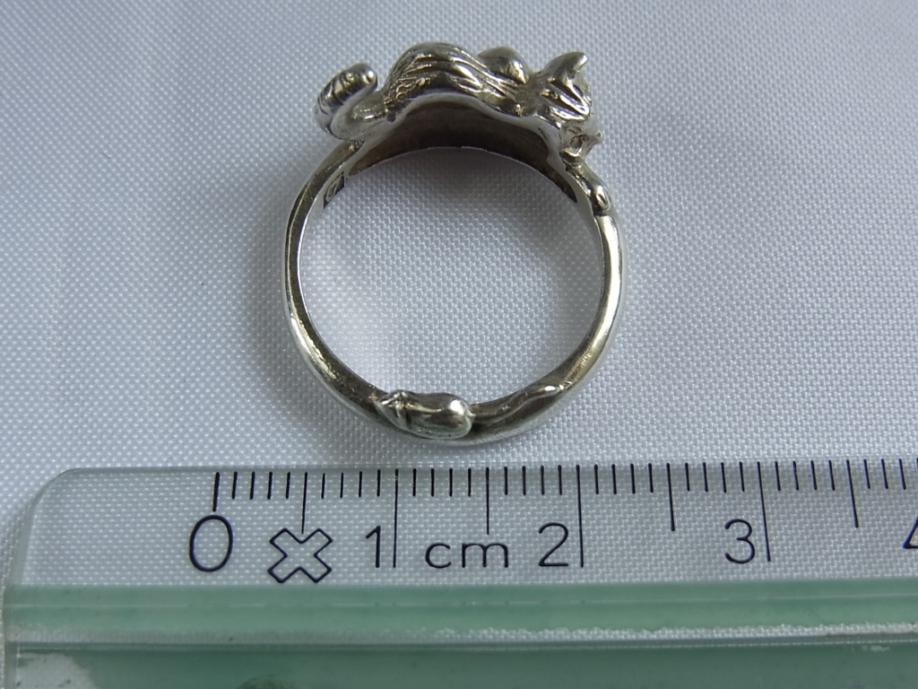 *SILVER серебряный серебряный кошка . мышь .. мышь кольцо кольцо 13 номер ранг /USED