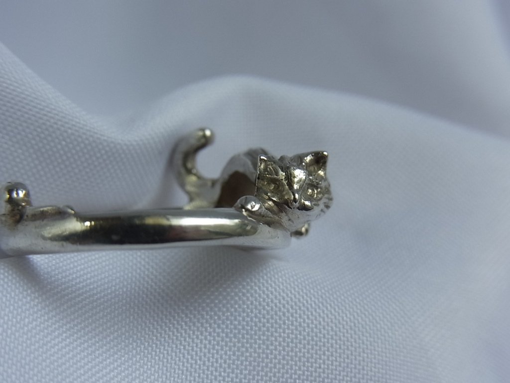 *SILVER серебряный серебряный кошка . мышь .. мышь кольцо кольцо 13 номер ранг /USED