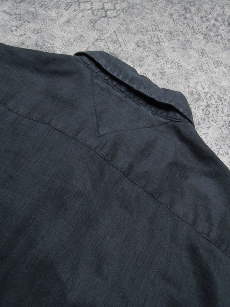 トミーヒルフィガー ロングスリーブ リネンシャツ◆メンズMサイズ/黒/ブラック/長袖/無地/麻 _画像9