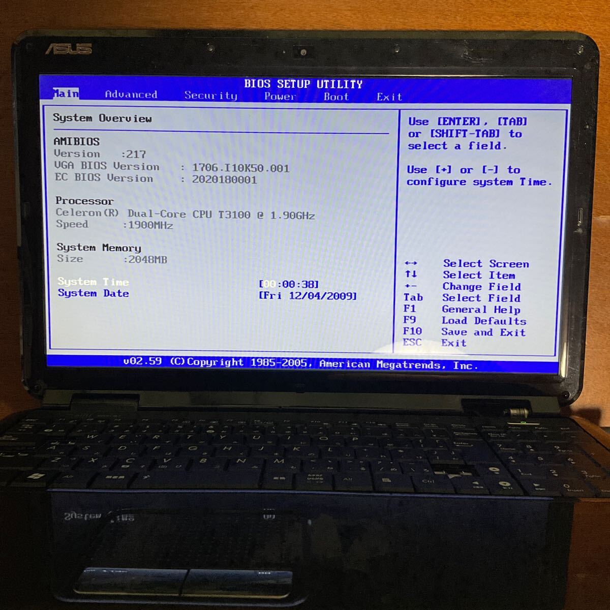 1円から売りつくし　ASUS K50IJ-SX282V 15.6インチ ノートPC Celeron Dual-Core T3100 1.9GHz メモリ2GB