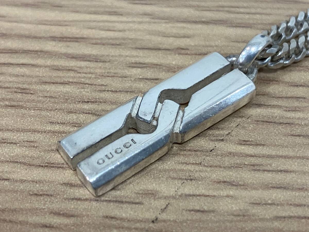 19548 GUCCI グッチ ノット インフィニティ ネックレス 925 約22g 約48cm シルバー 喜平 チェーン ※説明と畫像をご確認(rèn)下さいませ！