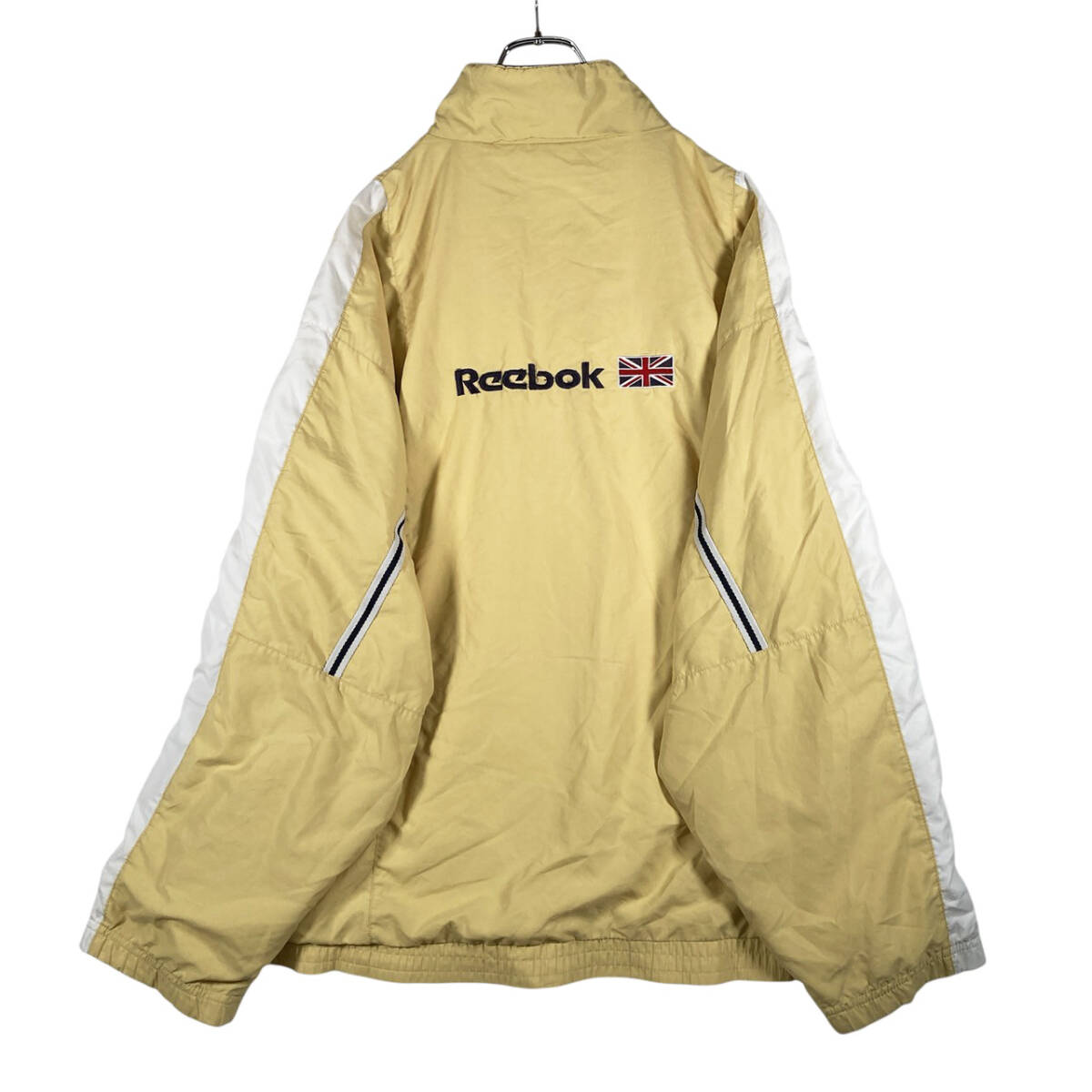 【USED】 リーボック REEBOK ビンテージ ナイロン トラックジャケット 刺繍ロゴ 90s 古著 XLサイズ相當(dāng) マスタード ☆送料無(wú)料☆