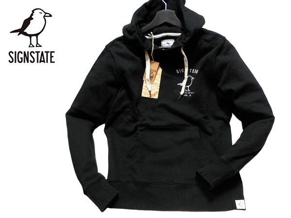 ◆SIGN STATE オーガニックコットン スウェット セットアップ【パーカー/プルオーバー/ジョガーパンツ】 ブラック サインステイト◆_画像3