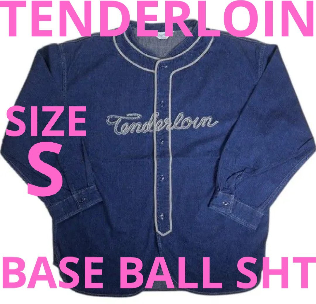 SサイズTENDERLOIN BASE BALL SHTインディゴテンダーロインベースボールシャツ筆記體ロゴワードロープ