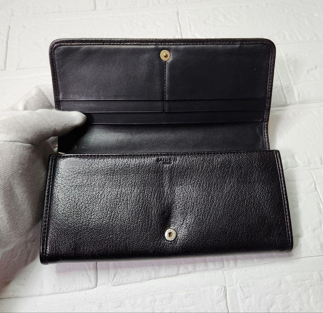 【美品】LOEWE 二つ折り長財布 アナグラムブラック　ロエベ
