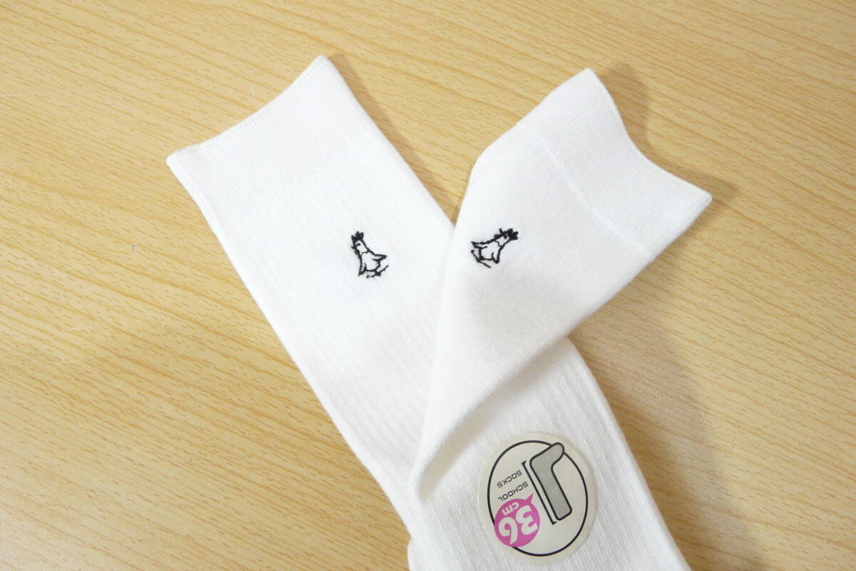 【レッグウェア★未使用品】NAIGAI◆WEATHERCOCK◆ウェザーコック◆白リブ ハイソックス◆3×1リブ◆スクール◆23-25cm◆36cm丈◆Nv