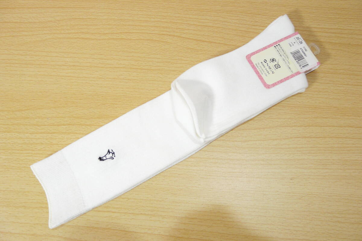【レッグウェア★未使用品】NAIGAI◆WEATHERCOCK◆ウェザーコック◆白リブ ハイソックス◆3×1リブ◆スクール◆23-25cm◆36cm丈◆Nv