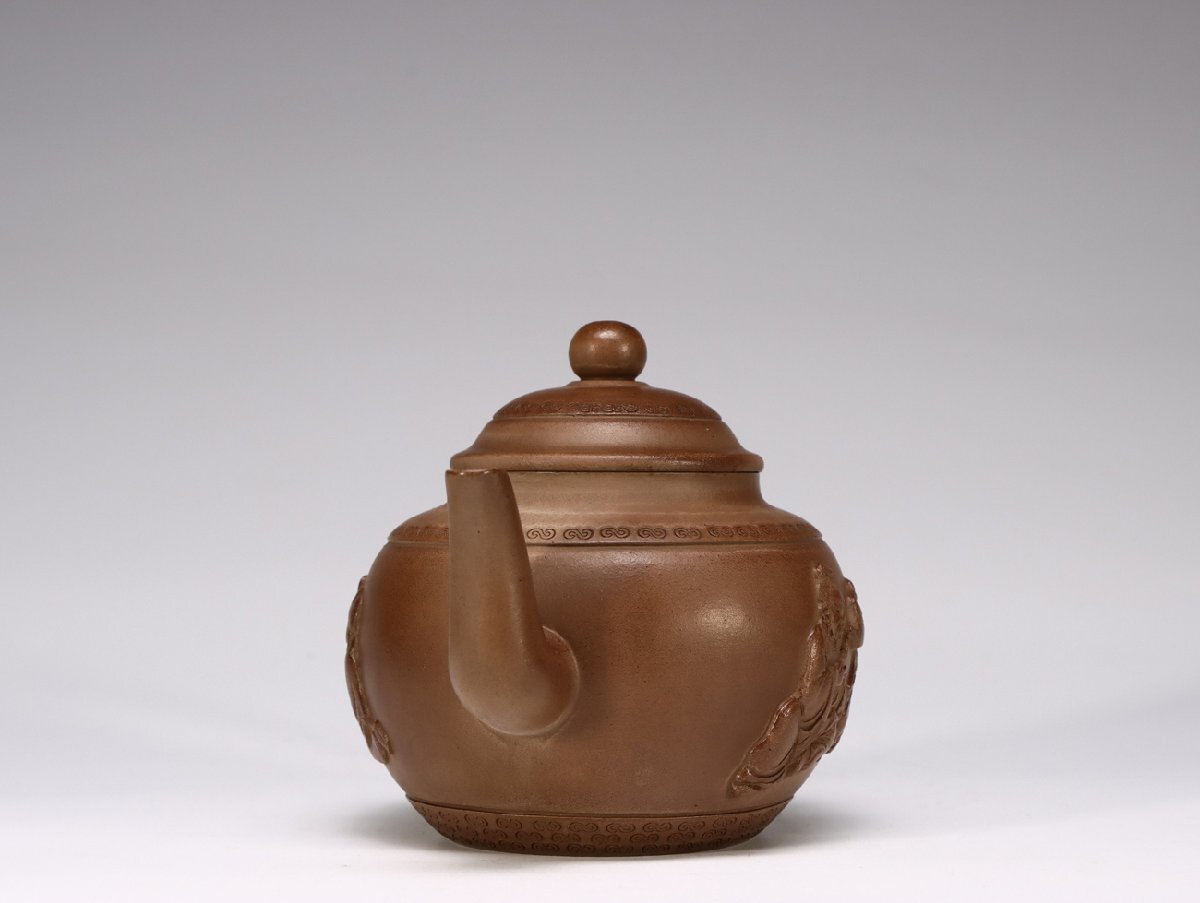 安】清時代 楊彭年銘 品茶人物彫紋茶壺 宜興紫砂 常滑 朱泥急須