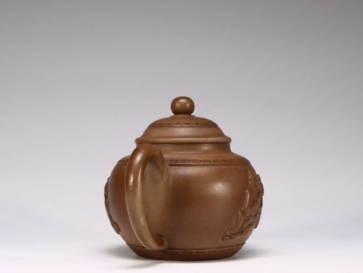 安】清時代 楊彭年銘 品茶人物彫紋茶壺 宜興紫砂 常滑 朱泥急須