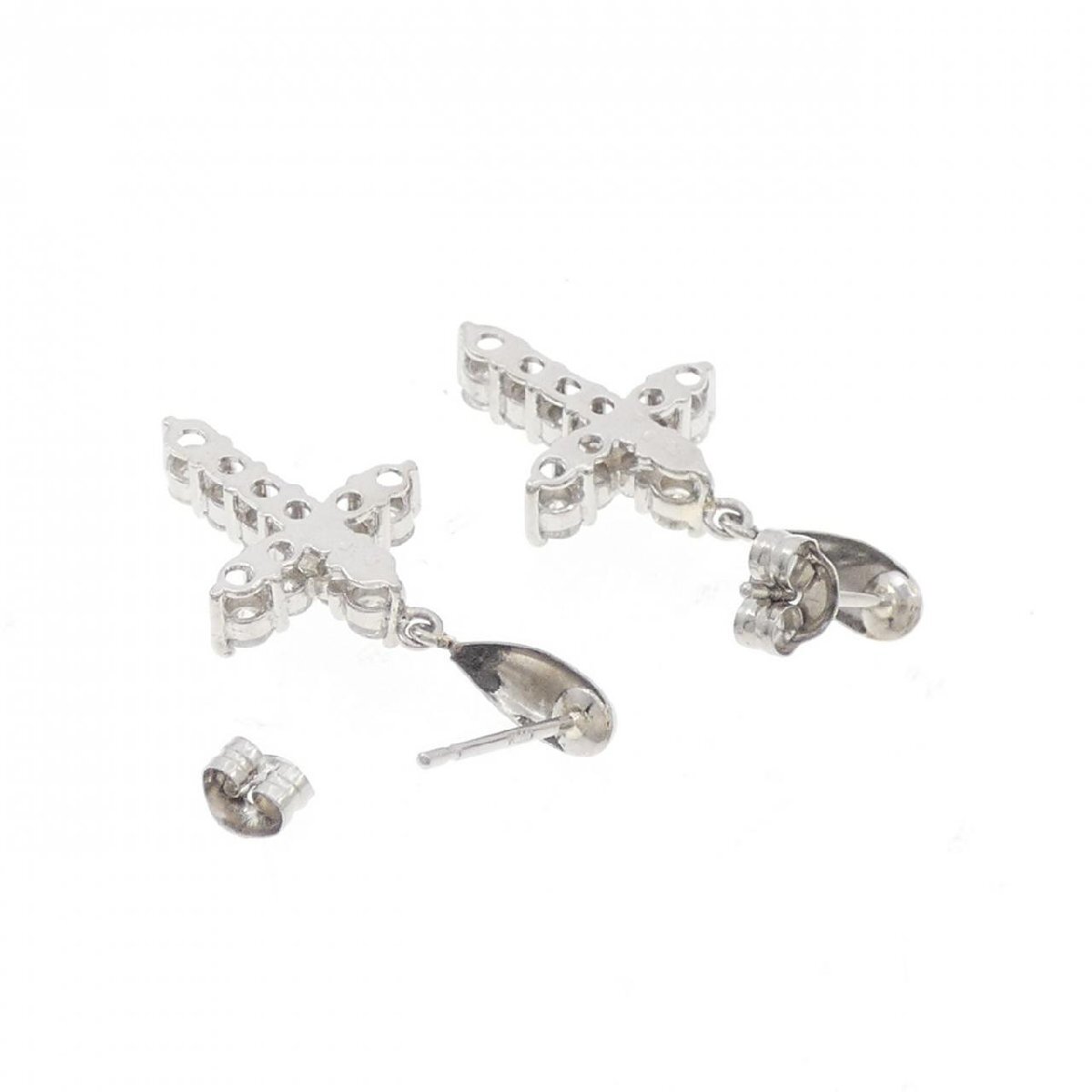 PT900 クロス ダイヤモンド ピアス 1.00CT