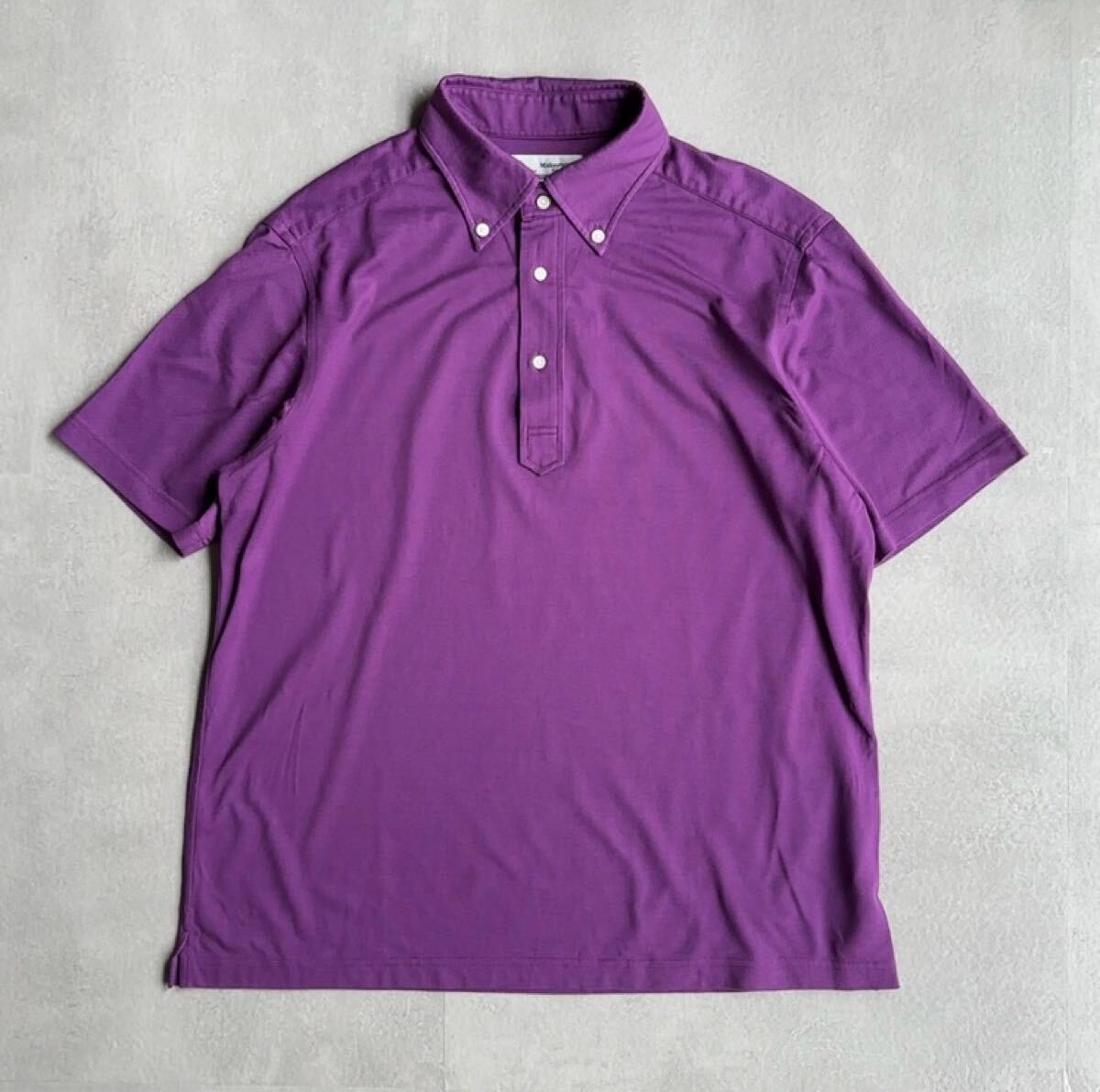 Maker's Shirt 鎌倉(cāng)　鎌倉(cāng)シャツ　ボタンダウン　半袖ポロシャツ　鹿の子ポロ　日本制　紫　メンズLL