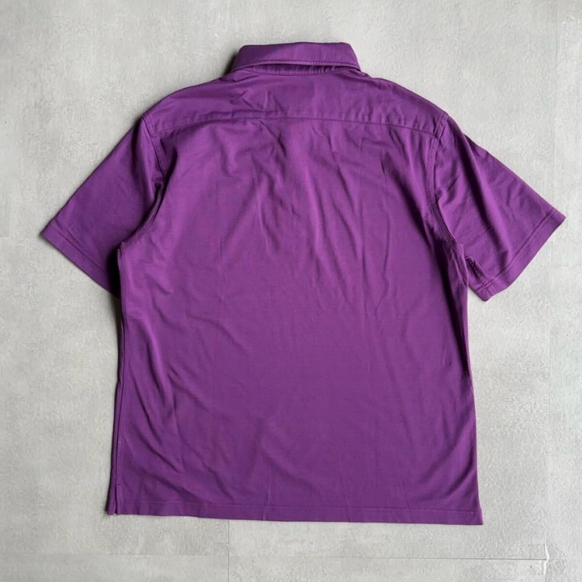 Maker's Shirt 鎌倉(cāng)　鎌倉(cāng)シャツ　ボタンダウン　半袖ポロシャツ　鹿の子ポロ　日本制　紫　メンズLL