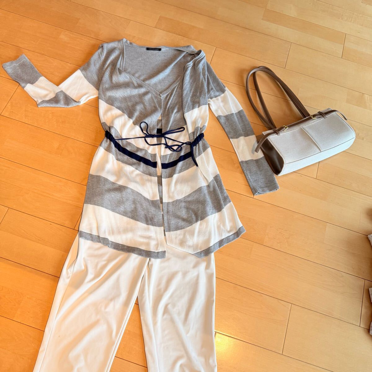 ロートレアモン　ロングカーディガン　切り替え配色