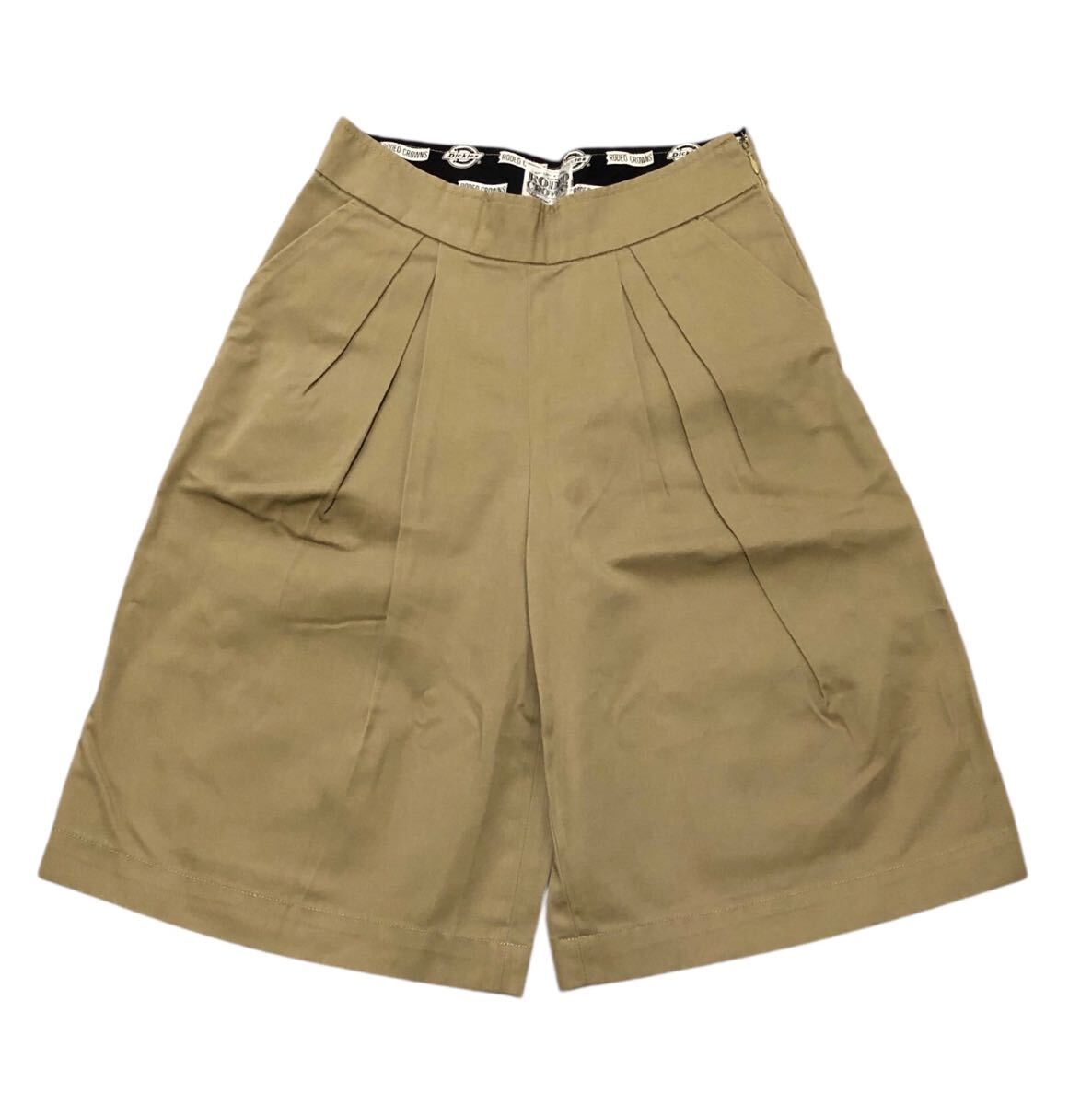 ■RODEO CROWNS×Dickies ロデオクラウンズ×ディッキーズ■タック ワイド ハーフパンツ ベージュ M