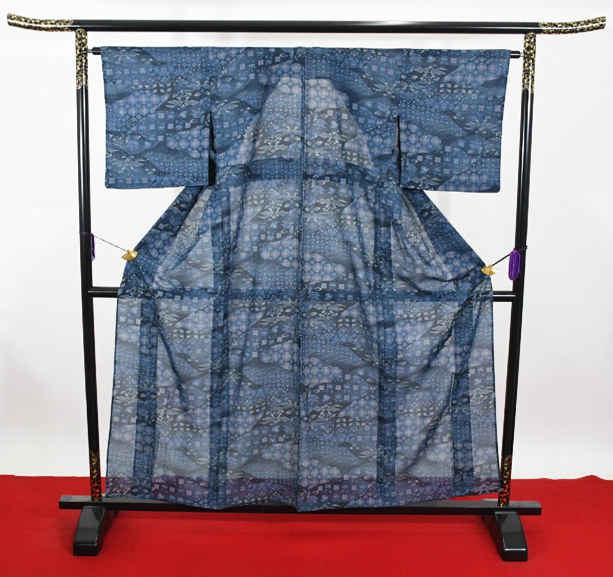 小紋 薄物 夏着物 花 身丈151cm 裄丈64cm ★着物 pb-3711 桜庭呉服店_画像2