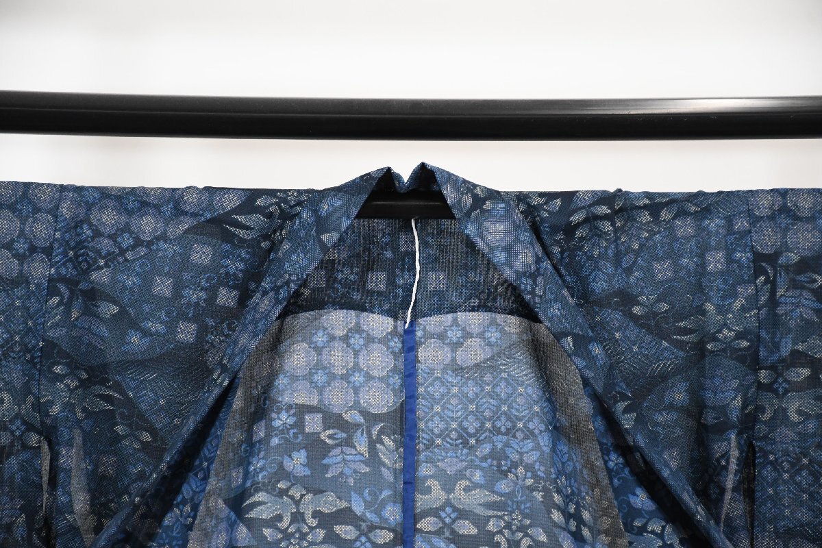 小紋 薄物 夏着物 花 身丈151cm 裄丈64cm ★着物 pb-3711 桜庭呉服店_画像9