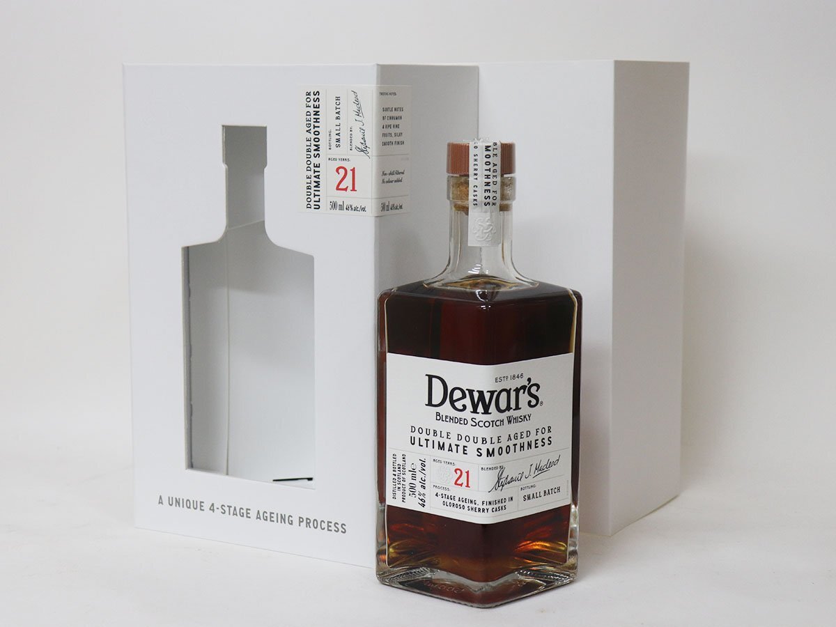 1円?★デュワーズ 21年 ダブルダブル ブレンデッド スコッチウイスキー Dewar's *箱付［度數(shù):46% 內(nèi)容量:500ml］