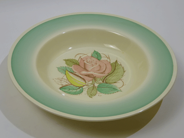 (貫入有り)スージークーパー パトリシアローズ グリーン スープ皿23cm