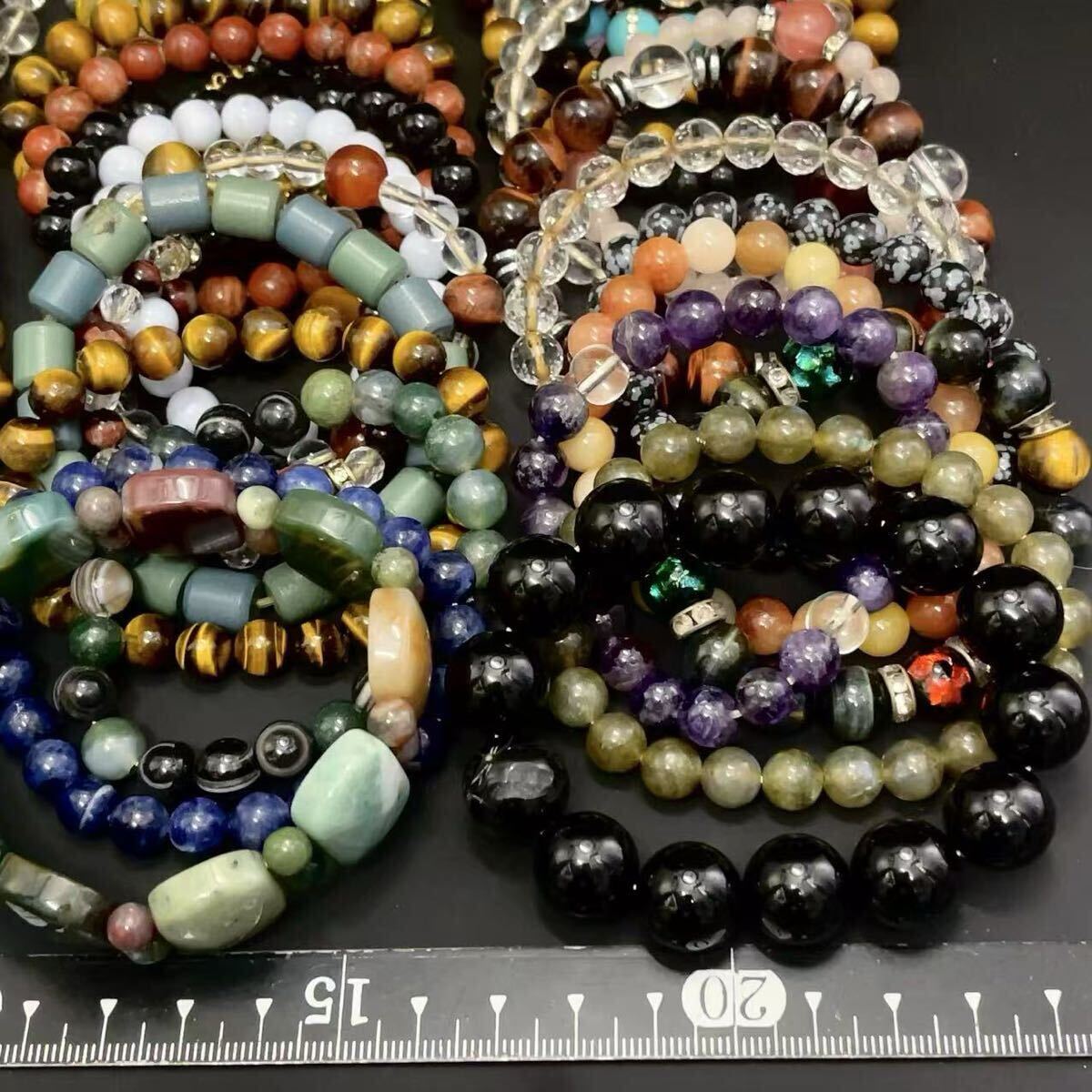 1円 天然石 ブレスレット 50本まとめ 大量セット 翡翠/ターコイズ/タイガーアイ/アメジスト/ガーネット/ラピスラズリ等 おまとめ売り 925有