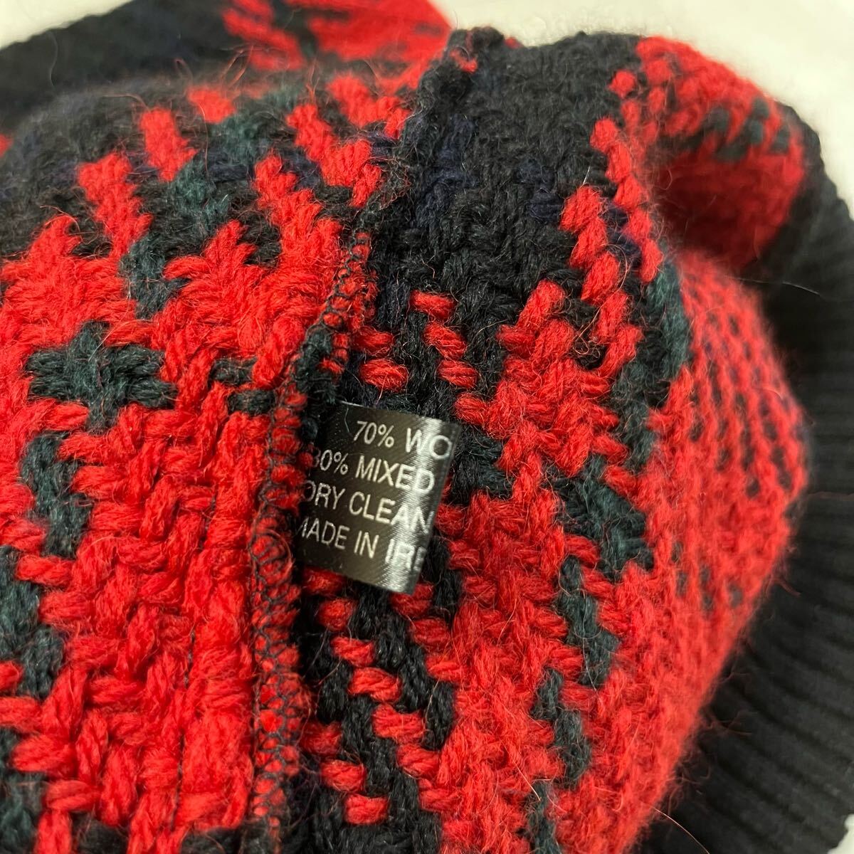 John branigan ジョンブラニガン ニット カーディガン チェック アイルランド製 ヨーロッパ ウール レディース サイズF 玉mc3717_画像8