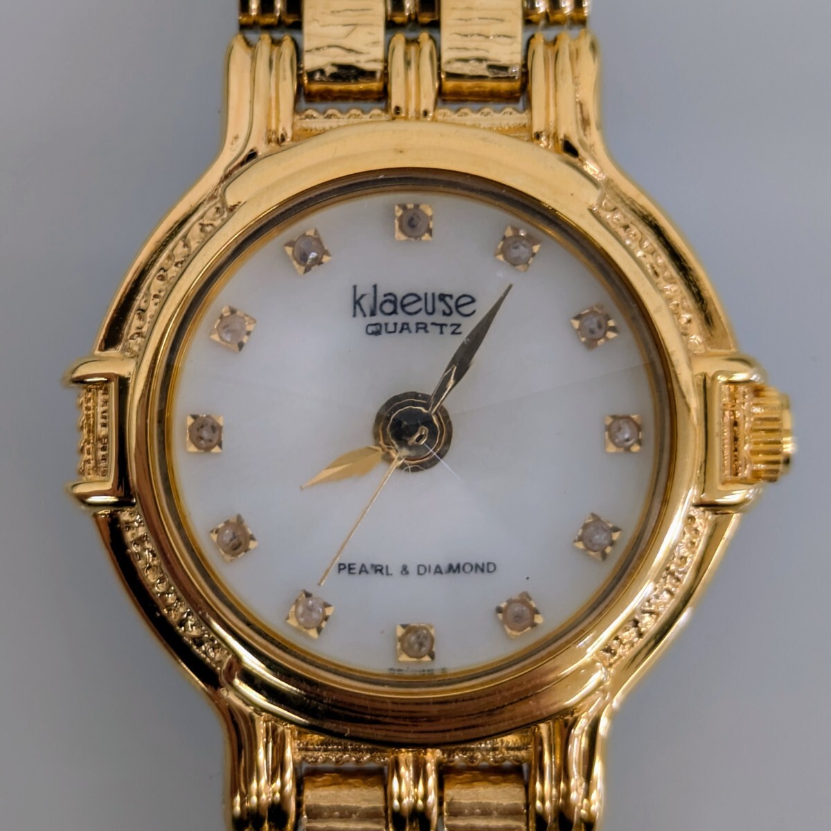 【klaeuse】腕時(shí)計(jì) シェル ゴールド カットガラス ストーン 　不動(dòng)品　10