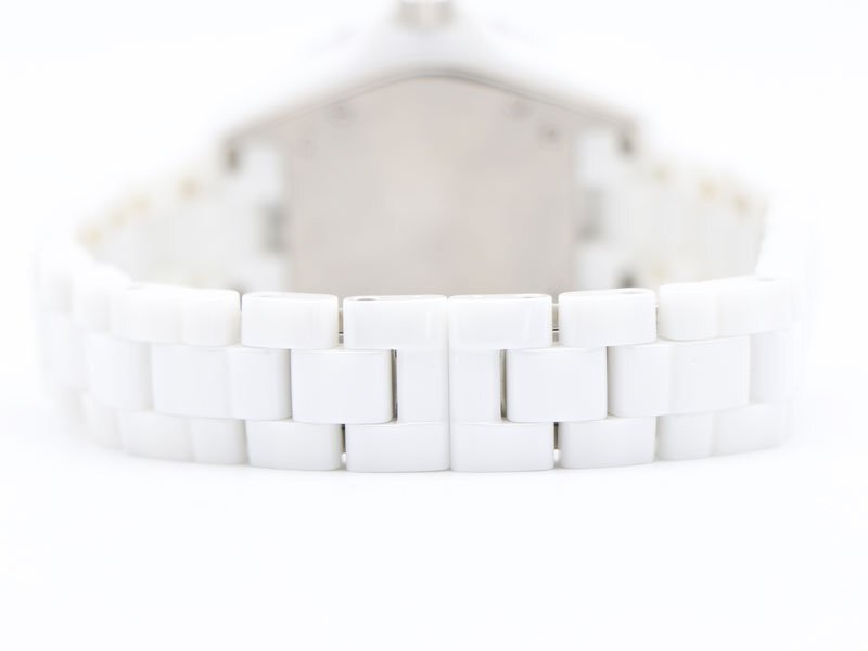 【 シャネル CHANEL 】 腕時計 J12 H1628 セラミック 33mm 12Pダイヤ クォーツ デイト レディース 保?ケース □新著 70138-1