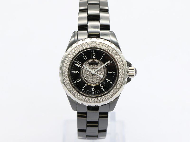 【 シャネル CHANEL 】 腕時(shí)計(jì) J12 Ｈ1708 黒セラミック 純正ダイヤベゼル 33ｍｍ デイト クォーツ レディース 保?箱 □ 新著 76024-2