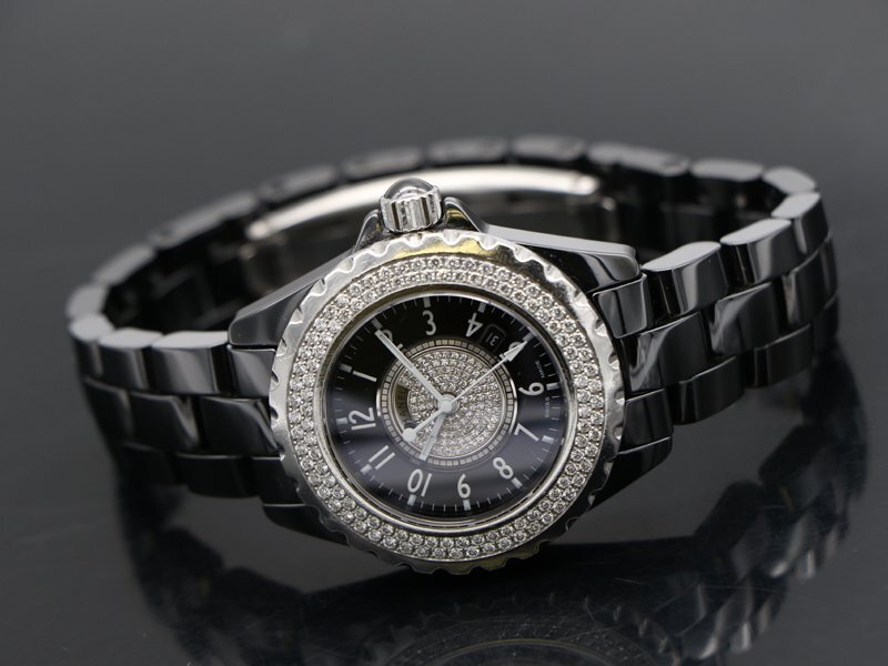 【 シャネル CHANEL 】 腕時(shí)計(jì) J12 Ｈ1708 黒セラミック 純正ダイヤベゼル 33ｍｍ デイト クォーツ レディース 保?箱 □ 新著 76024-2