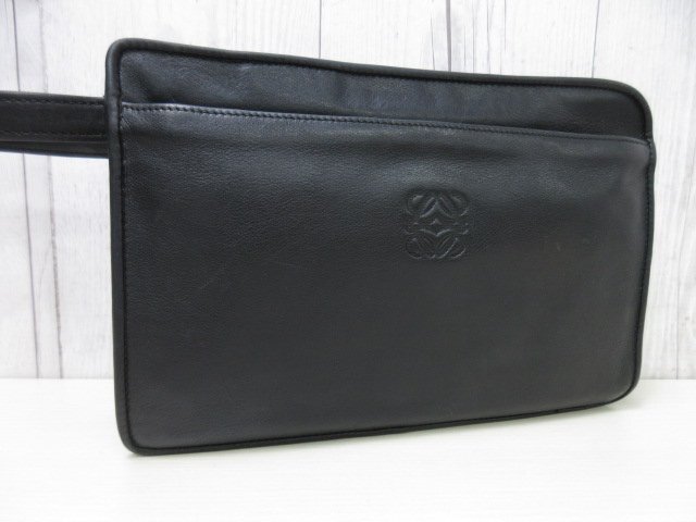 美品 LOEWE ロエベ アナグラム セカンドバッグ ハンドバッグ バッグ レザー 黒 メンズ 84017