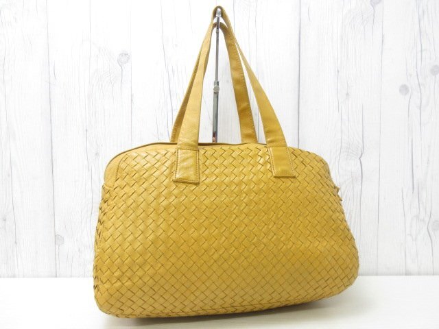 極美品 BOTTEGA VENETA ボッテガヴェネタ イントレチャート ハンドバッグ ショルダーバッグ バッグ レザー 山吹色 84282