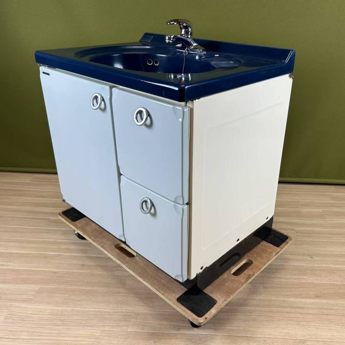 【中古】サンウェーブ工業(yè) ホーロー制洗面臺(tái)☆手洗臺(tái)?洗面化粧臺(tái)☆「幅75cm×奧行き55cm×高さ75cm」☆神戸も大坂も引取可