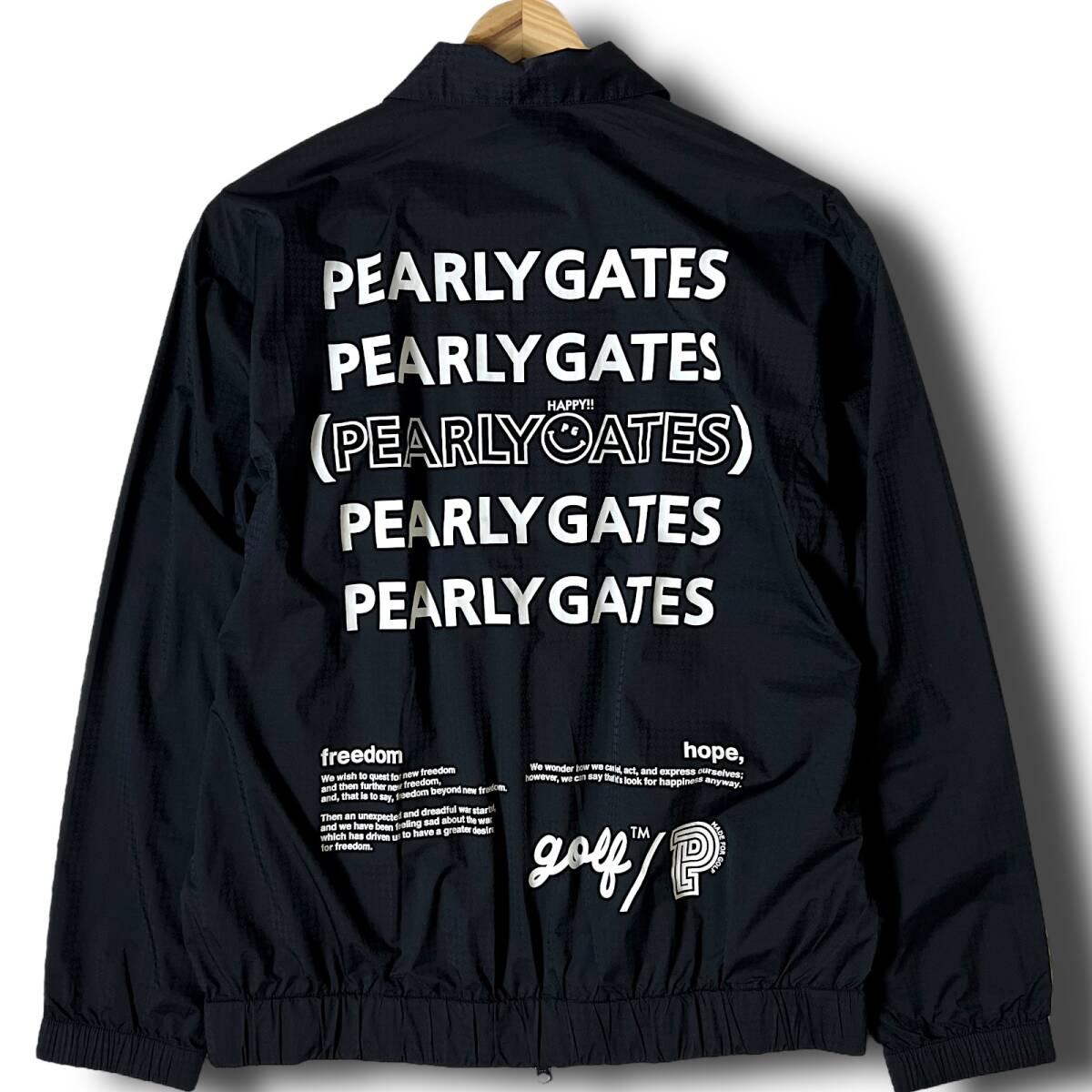 新品 PEARLY GATES パーリーゲイツ 定4.7萬 AQUAX 撥水 防水 透濕 バックプリント ナイロン ダブルジップ ジャケット ブルゾン 4 M B7241