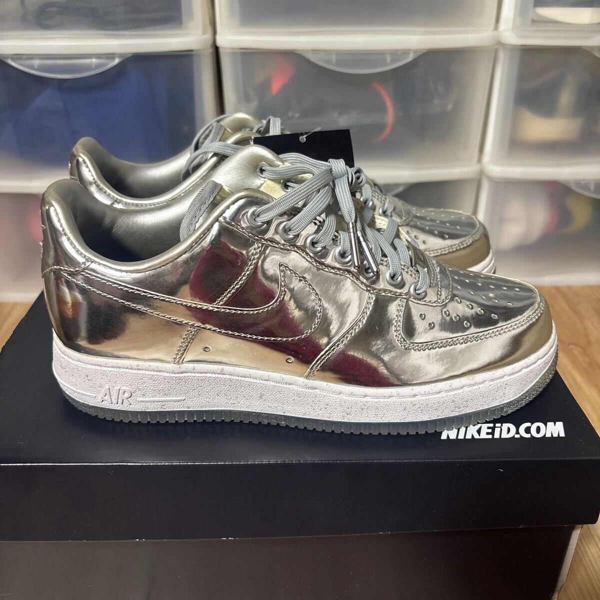 AIR FORCE 1 LOW PREMIUM ID 25 см us7 Nike военно-воздушные силы 1 low premium ID металлик серебряный серебряный air max