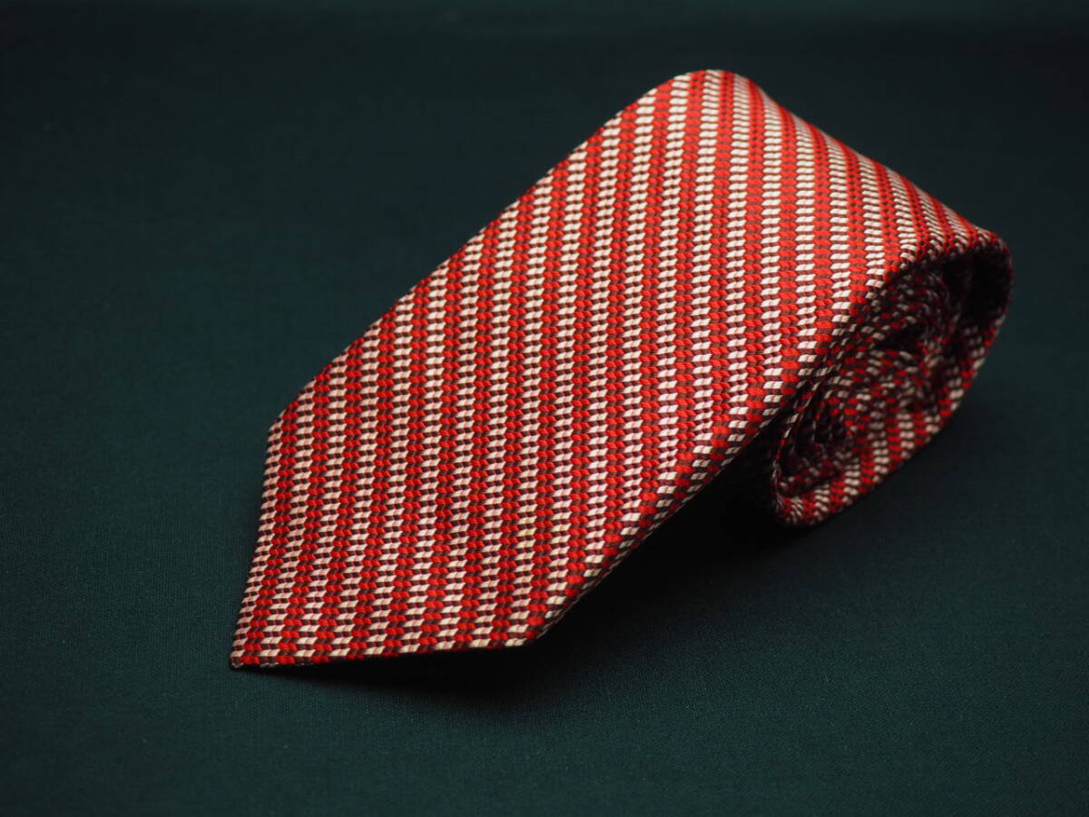 美品【dunhill ダンヒル】 E1080 赤系 SILK ブランド ネクタイ 古著 良品