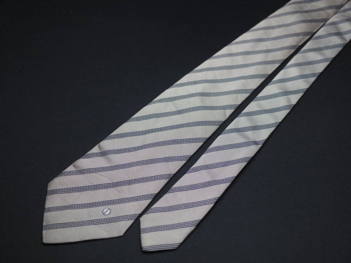 【dunhill ダンヒル】 E1083 シルバー系 SILK ブランド ネクタイ 古著 良品