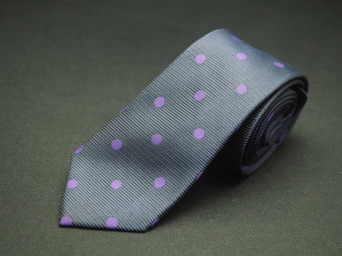 美品【DKNY ダナキャラン ニューヨーク】 E1127 ネイビーパープル SILK ブランド ネクタイ 古著 良品