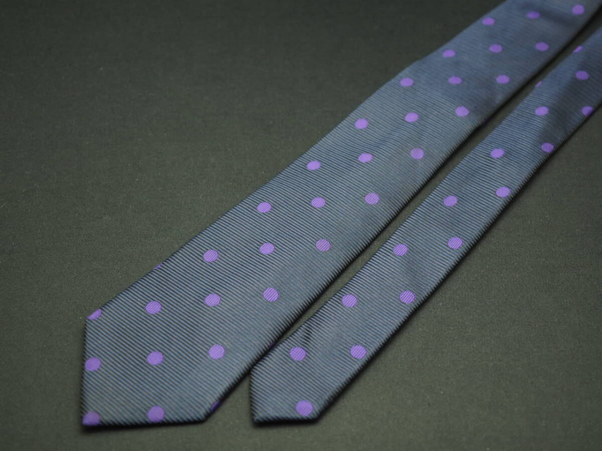 美品【DKNY ダナキャラン ニューヨーク】 E1127 ネイビーパープル SILK ブランド ネクタイ 古著 良品