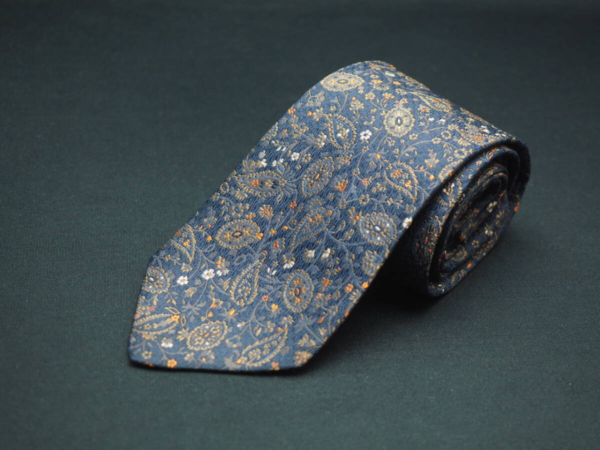 美品【S.T.Dupont デュポン】 E1239 ネイビー系 SILK ブランド ネクタイ 古著 良品