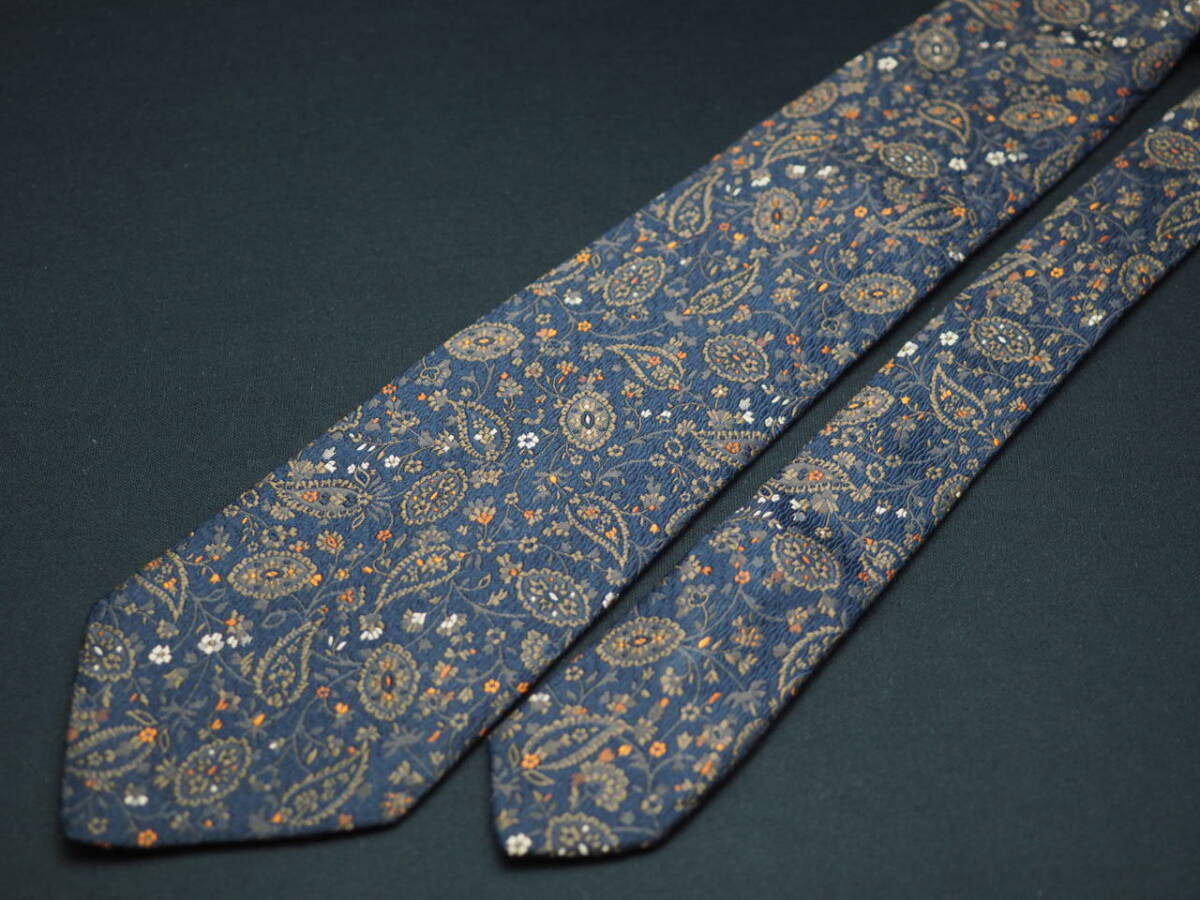 美品【S.T.Dupont デュポン】 E1239 ネイビー系 SILK ブランド ネクタイ 古著 良品