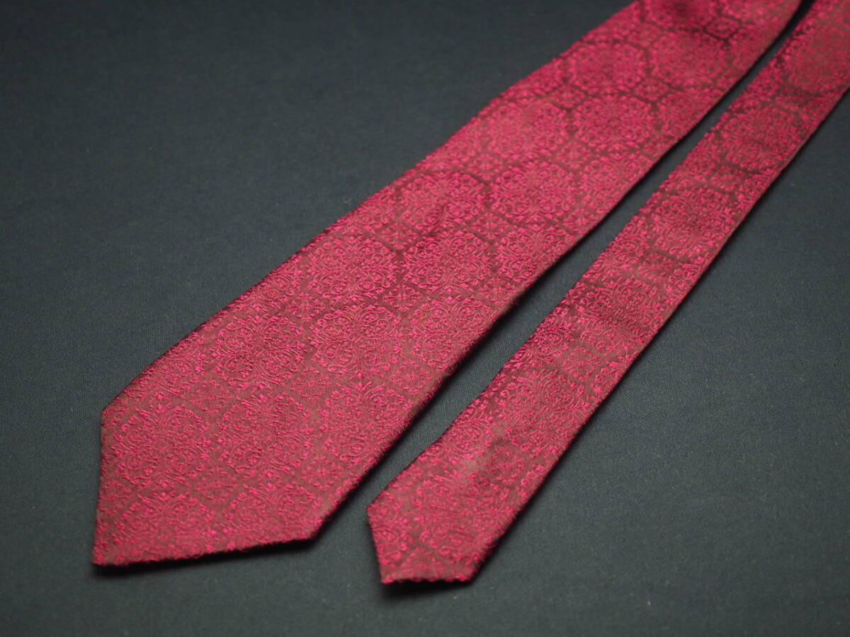 美品【GIANFRANCO FERRE ジャンフランコフェレ】 E1357 ワイン系 SILK ブランド ネクタイ 古著 良品