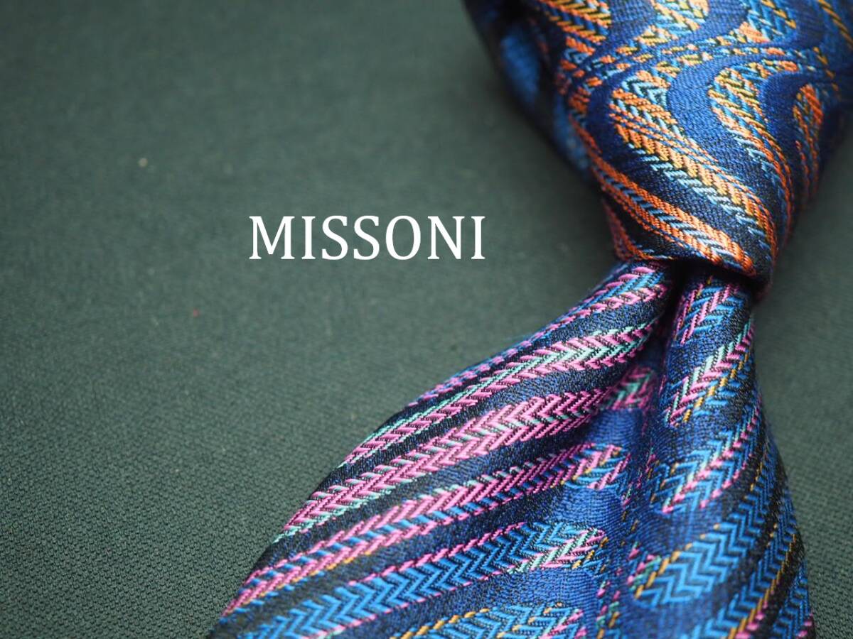 美品【MISSONI ミッソーニ】 E1378 SILK ブランド ネクタイ 古著 良品