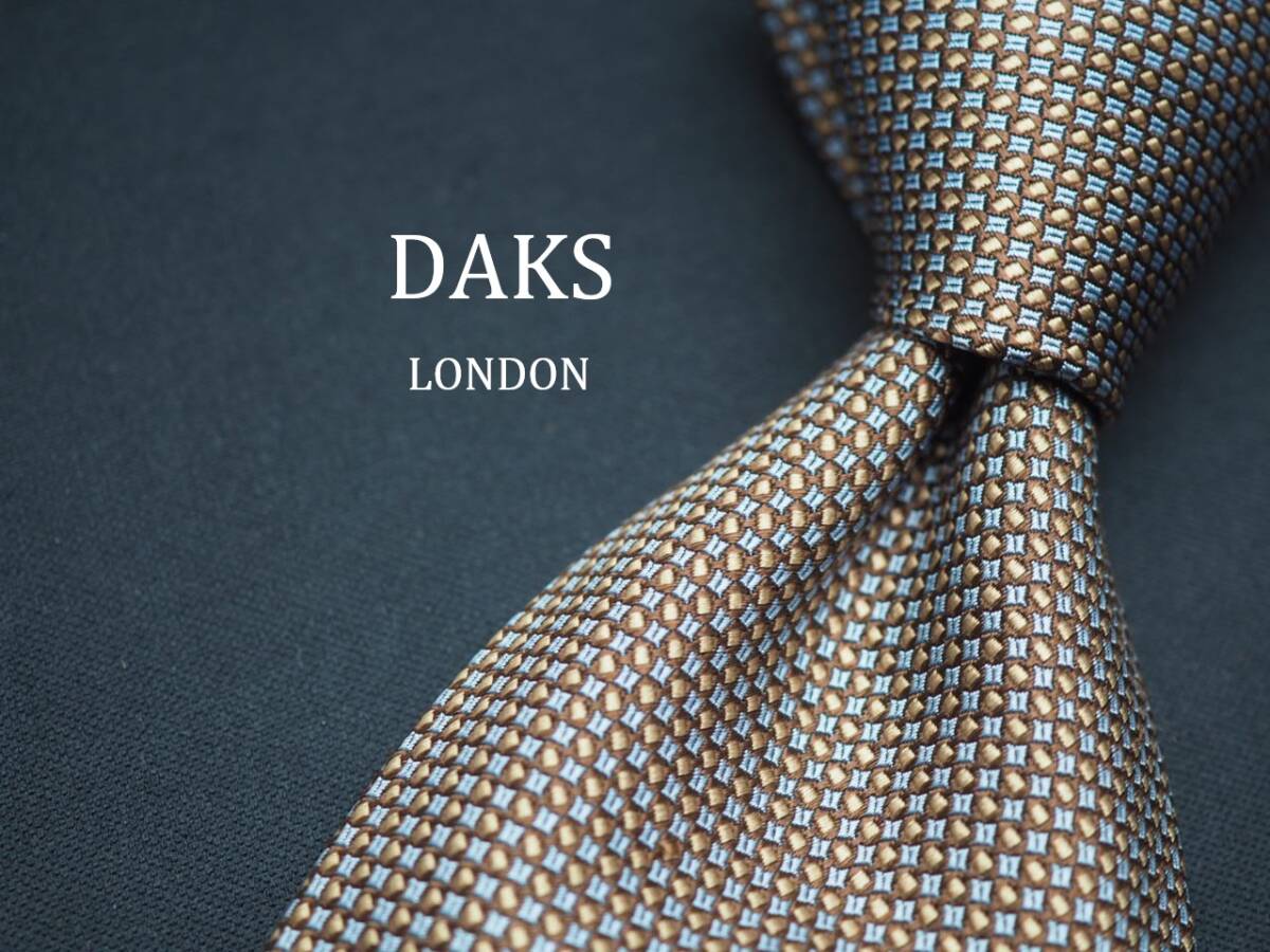 美品【DAKS ダックス】 E1584 ブラウン系 SILK ブランド ネクタイ 古著 良品